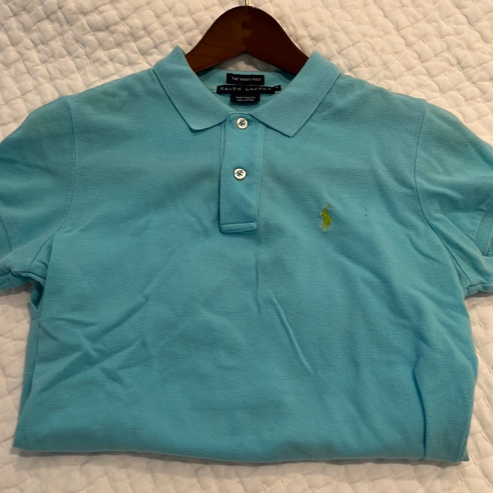 Vintage, Ralph Lauren, turquoise, skinny polo, size medium